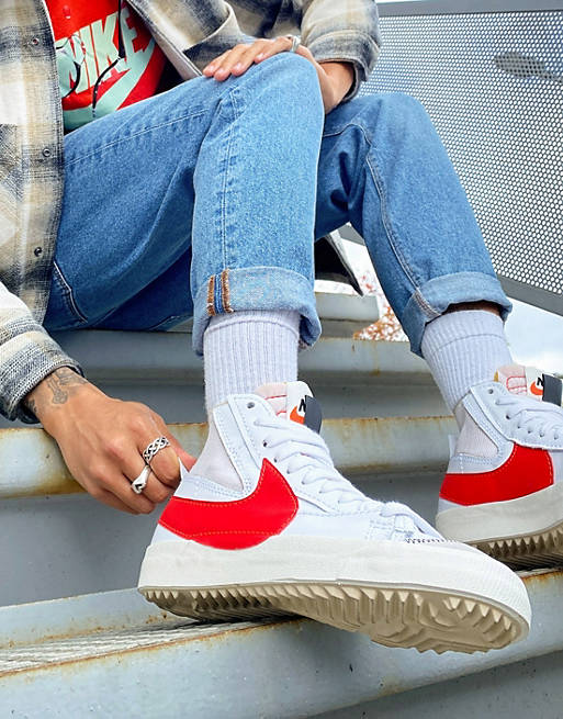 Nike Blazer Mid '77 Jumbo trainers in and red | ASOS
