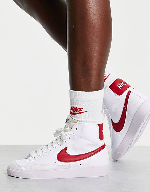 Nike Blazer Mid Next trainers in white and red | ASOS