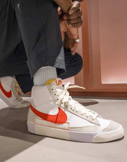 Nike blazer trainers in white best sale and red