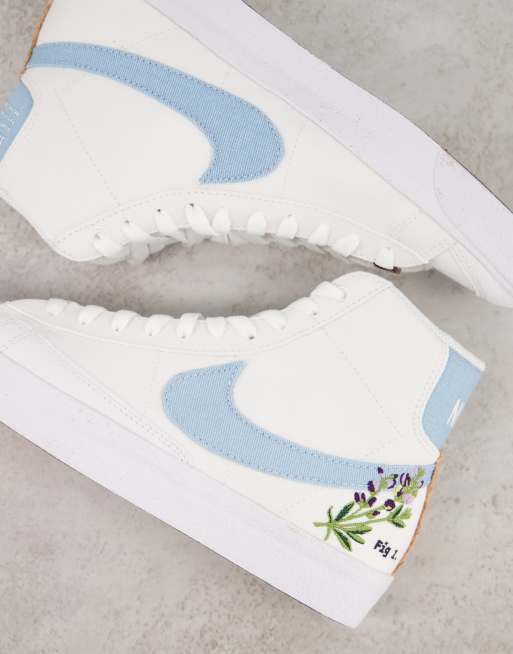 blue and white nike blazers