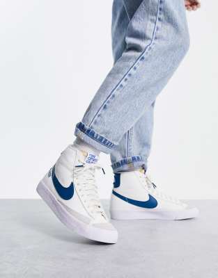 blue and white nike blazers