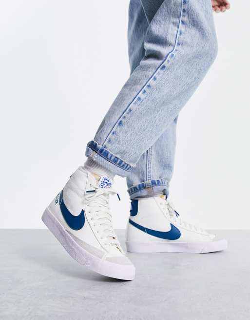 Nike Blazer Mid 77 sneakers in white and blue ASOS