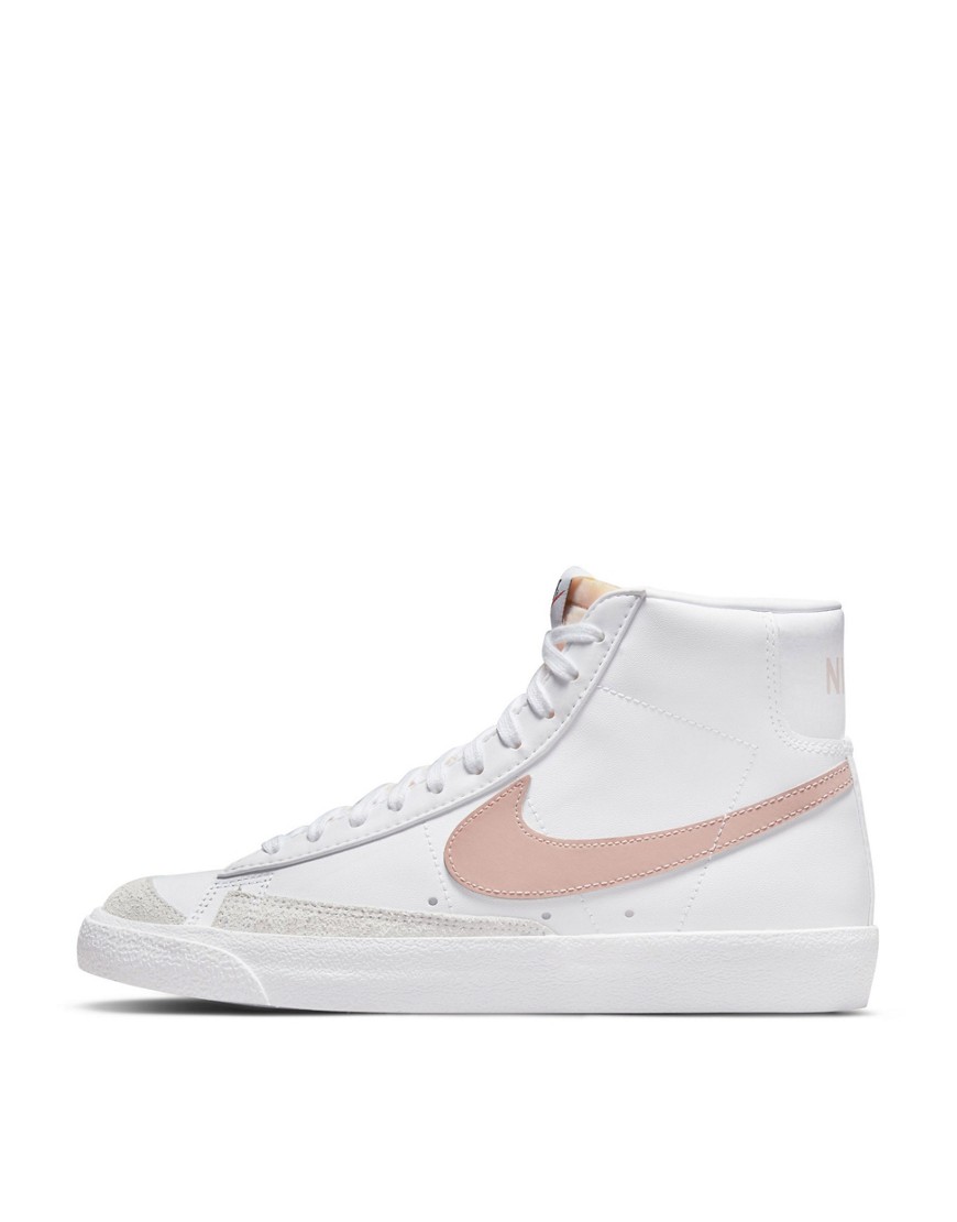 Shop Nike Blazer Mid '77 Sneakers In White With Pink