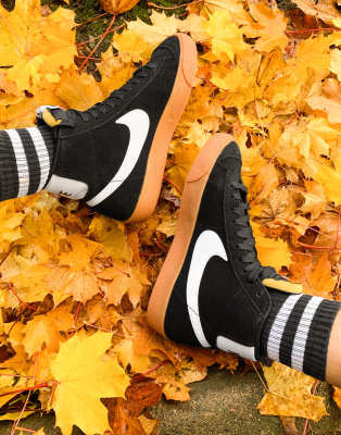 Nike Blazer Mid 77 suede trainers in black and white