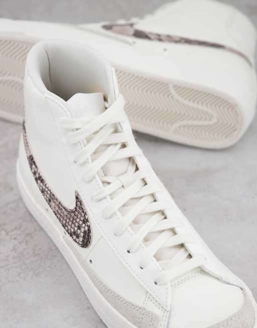 Nike Blazer Mid 77 trainers in off white and snake print