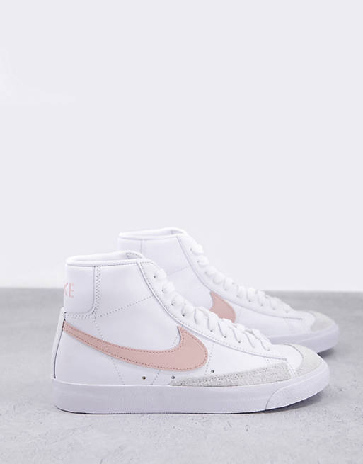 Nike Blazer Mid 77 trainers in white and coral
