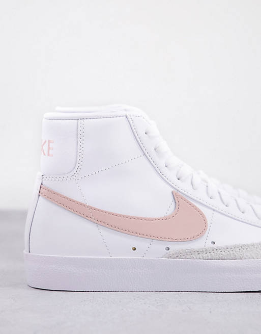 Nike Blazer Mid 77 trainers in white and coral
