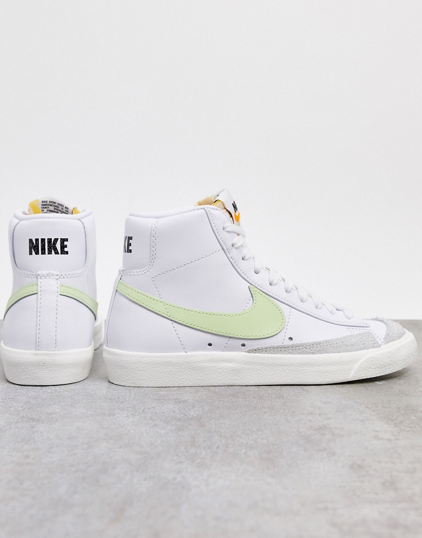 Nike Blazer Mid 77 trainers in white and fluro green