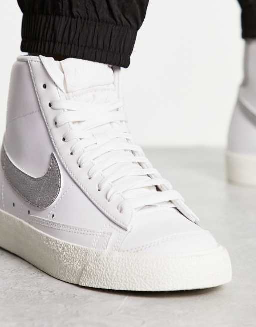 Nike Blazer Mid 77 trainers in white and metallic silver ASOS