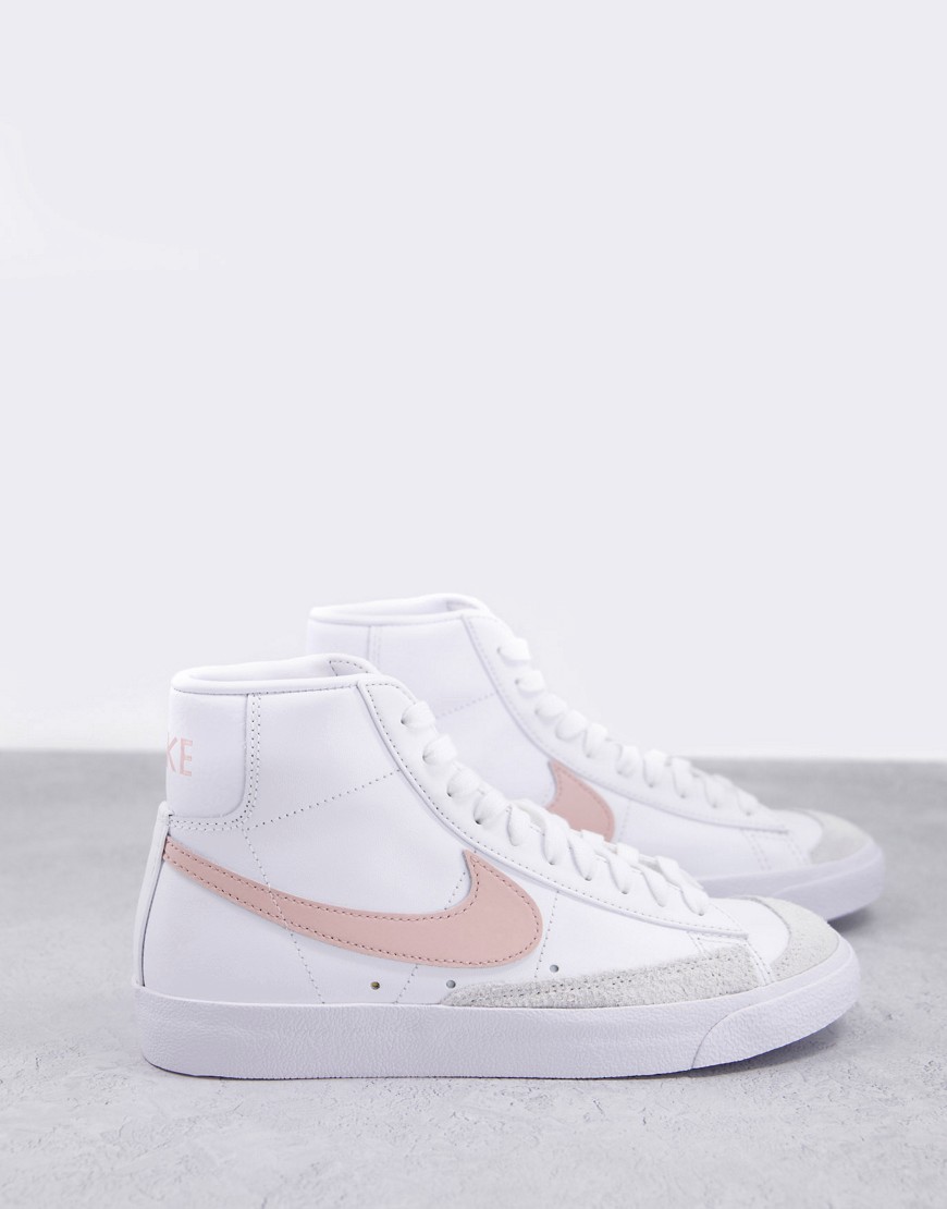 Nike Blazer Mid '77 trainers in white and pale pink