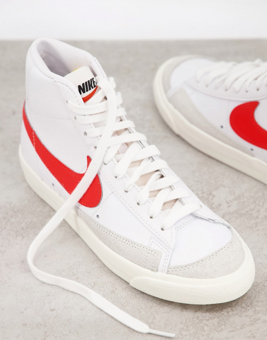 Nike Blazer Mid 77 trainers in white and red
