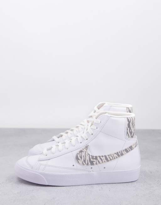 Nike Blazer Mid 77 trainers in white and zebra print