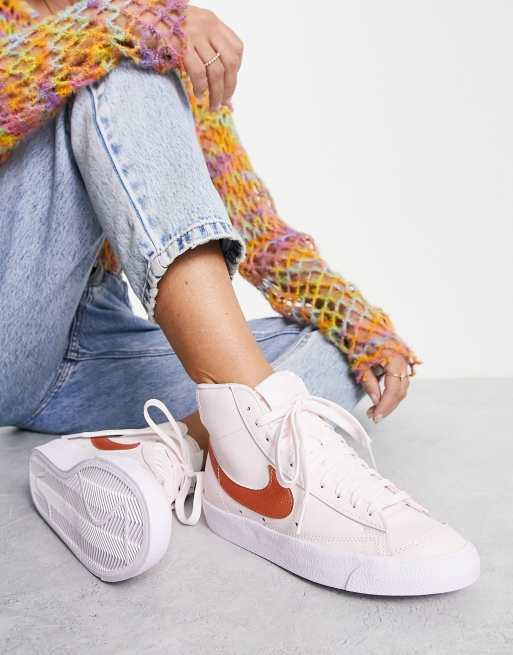 Nike Blazer Mid '77 Vintage Sneakers in Light Pink and Orange