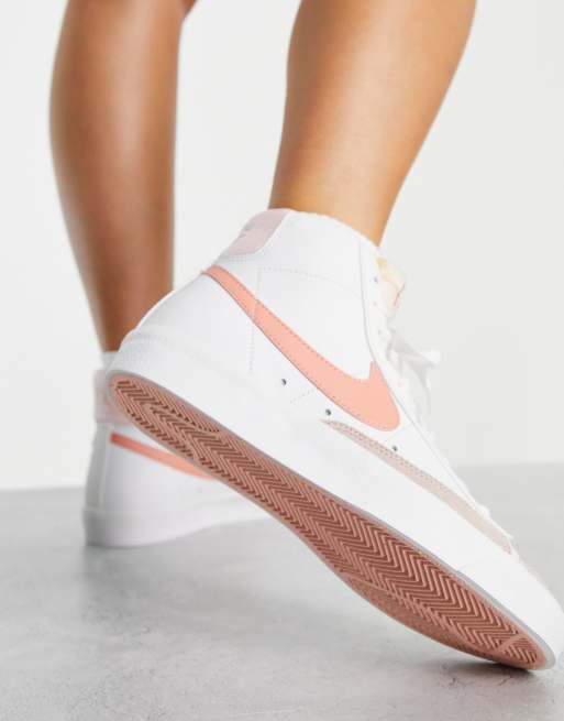 Nike Blazer Mid 77 Vintage trainers in white and madder root pink