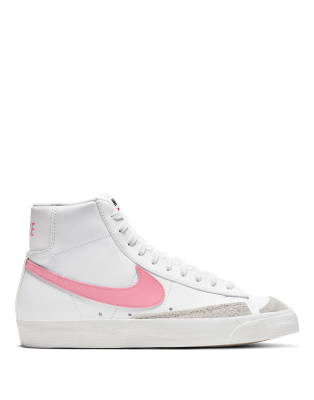 Nike White & Pink Blazer Mid '77 Vintage Sneakers In White
