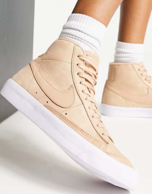 Nike blazer mid premium leather beige trainers new arrivals