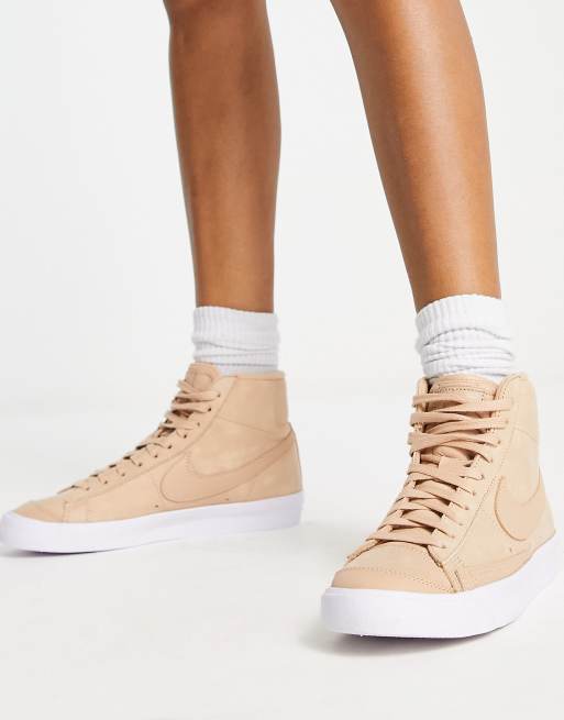 Nike blazer mid premium leather beige on sale trainers