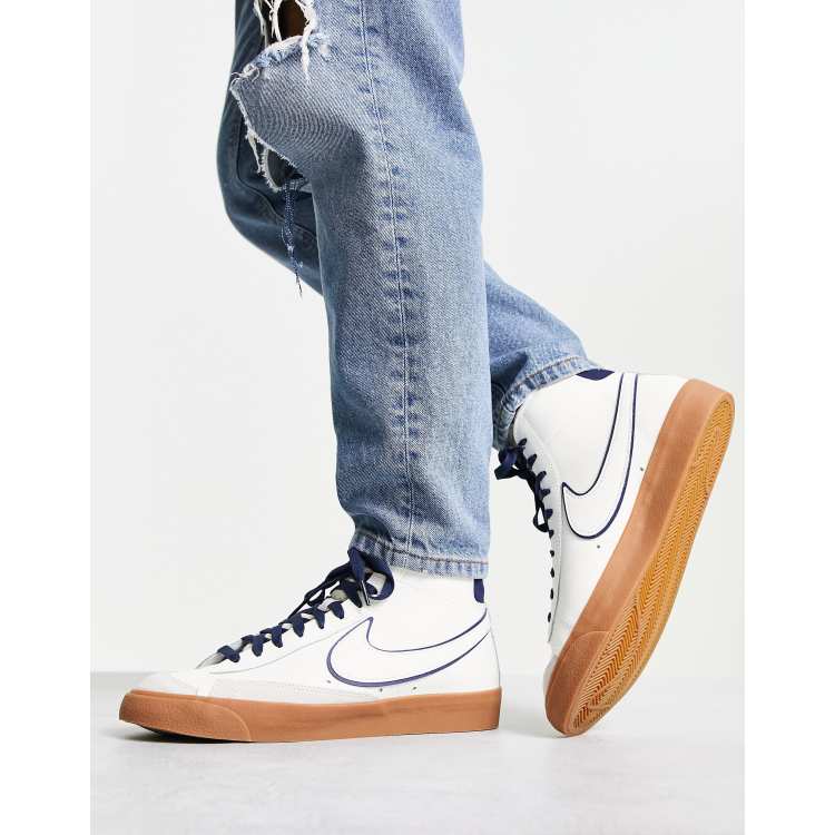 Adición silbar Ciencias Sociales Nike Blazer Mid sneakers in off-white and navy | ASOS