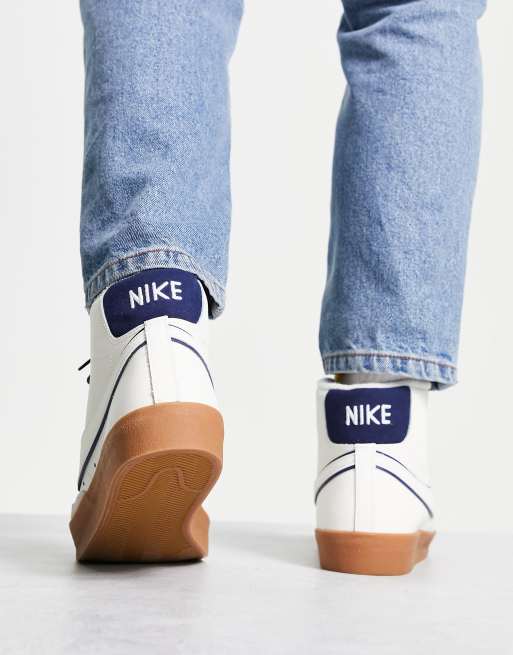 Nike Blazer Mid sneakers in off-white and navy | ASOS display picture 3