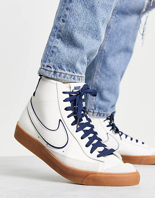 Nike Blazer Mid sneakers in off-white and navy