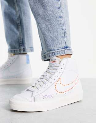 nike mid white shoes