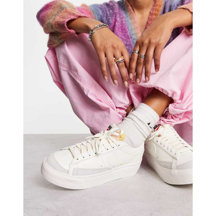 Nike Blazer Platform low sneakers in triple white ASOS