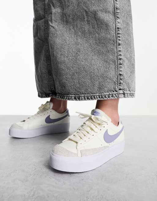 Nike Blazer Platform low sneakers in white and lilac