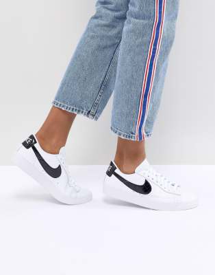 nike blazer sneakers in white and black