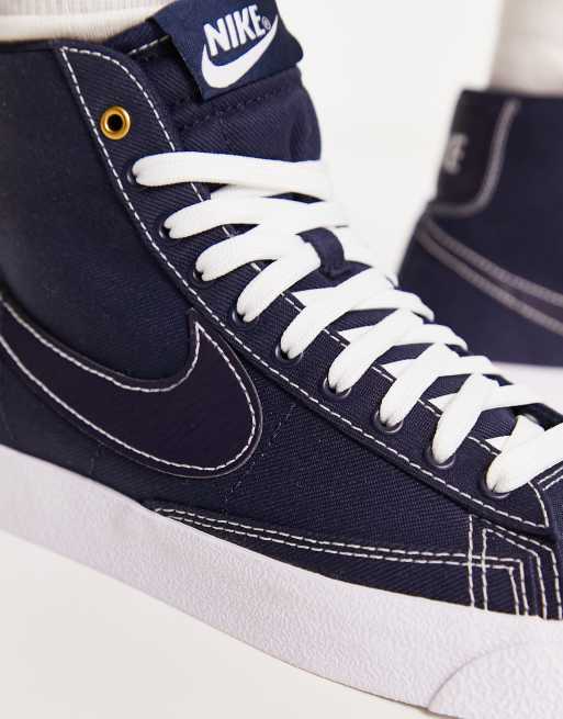 Nike – Blazer – Svarta halvhöga sneakers i kanvas, 3 av 4