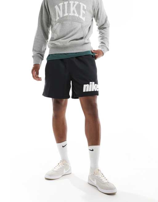 Nike Block logo woven shorts in black ASOS