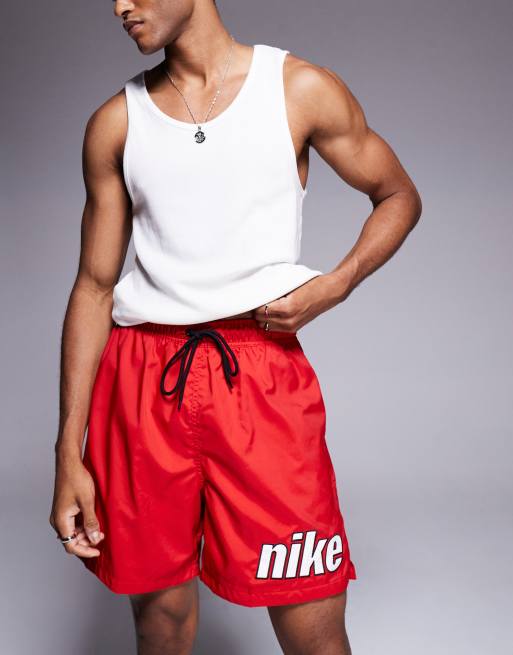 Nike Block logo woven shorts in red ASOS