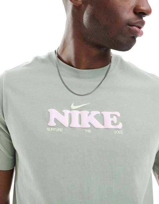 Nike Blooming logo T-shirt in light green | ASOS