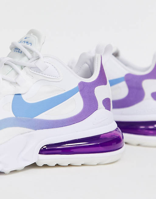 Nike blue and purple Air Max 270 React trainers