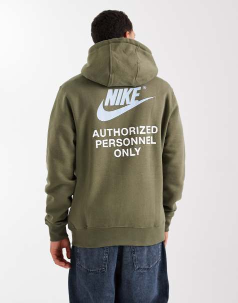Nike – Bluza z kapturem w kolorze khaki z grafiką z logo Swoosh na plecach - view 1