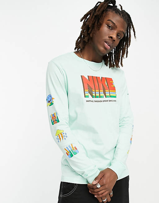 Verfrissend nachtmerrie hoop Nike bold color chest graphic long sleeve T-shirt in mint | ASOS