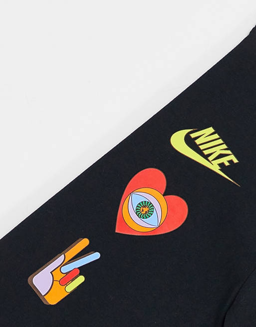 Verzamelen overdrijven katje Nike bold color graphic long sleeve T-shirt with back print in black | ASOS