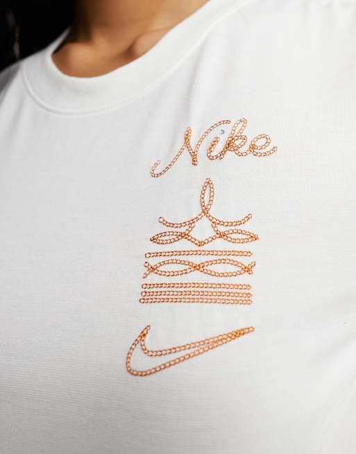 Nike Bootleg essential crop t shirt in ivory