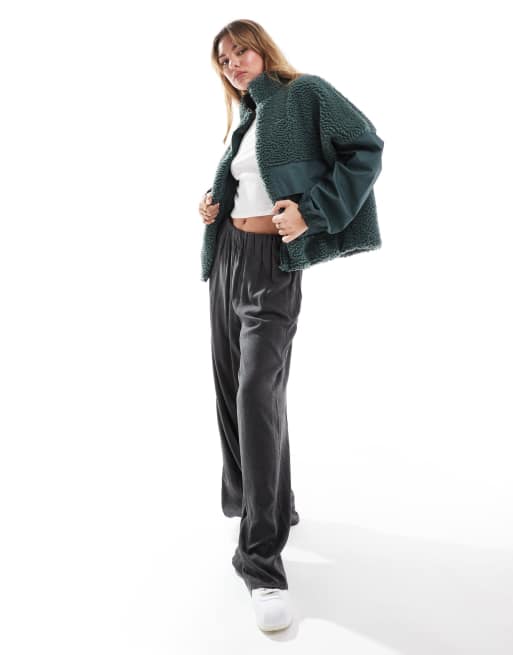 Nike borg jacket in vintage green ASOS
