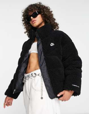 Nike borg padded jacket in black - ASOS Price Checker