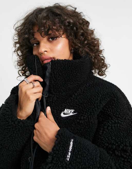 Nike borg padded jacket in black