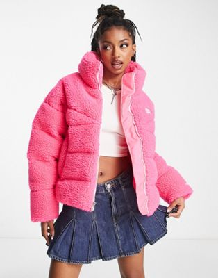 Nike borg padded jacket in hyper pink - ASOS Price Checker