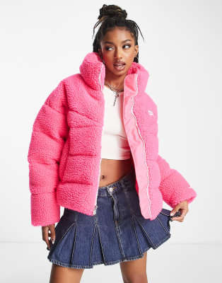 Nike borg padded jacket in hyper pink - ASOS Price Checker