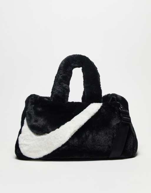 Nike Borsa shopping unisex in pelliccia sintetica nera e color vela