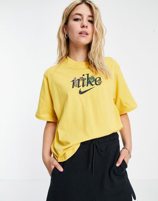 Nike boxy nature t-shirt in yellow mustard | ASOS