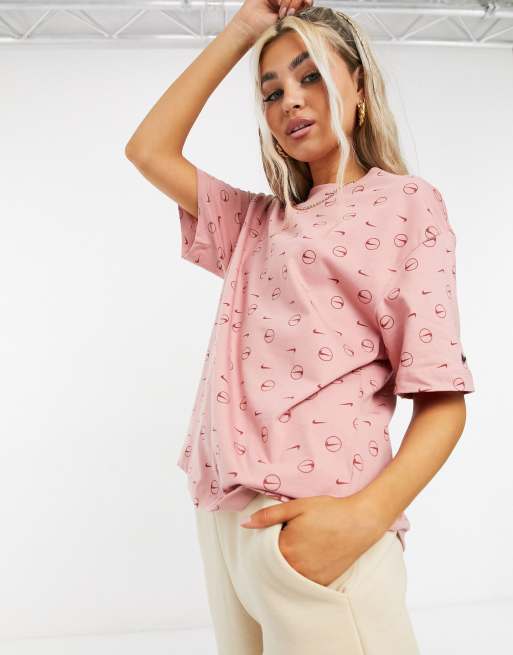 Nike all over logo tracksuit in pink, 4 of 4