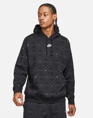 Nike Branded AOP Pack all over logo hoodie in black multi