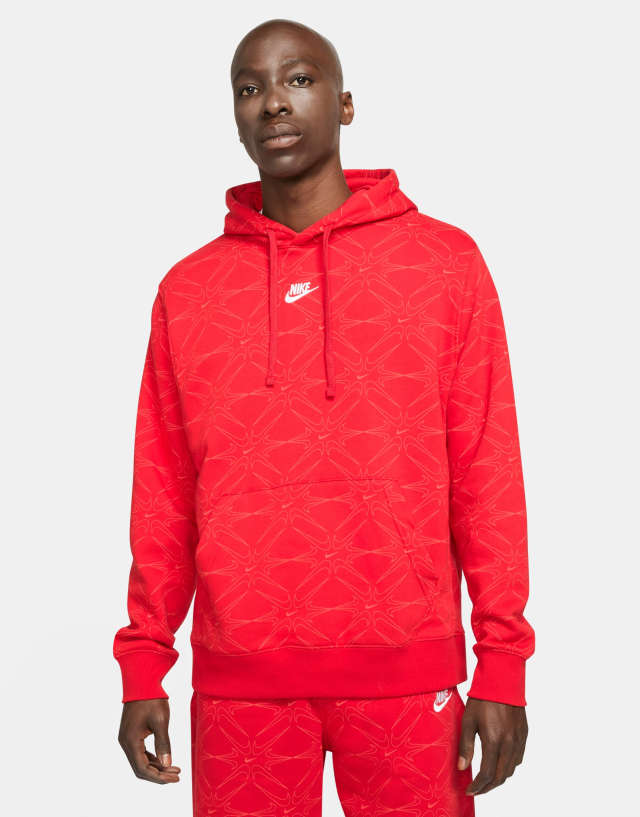 Nike Branded AOP Pack all over logo hoodie in red