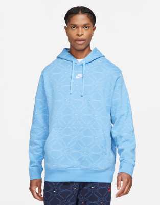 Nike Branded AOP Pack fleece hoodie in blue-Blues