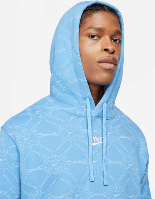 Nike Branded AOP Pack fleece hoodie in blue