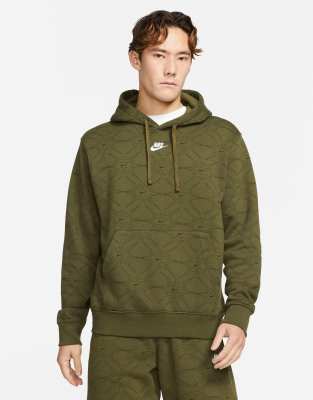 Nike Branded AOP Pack fleece hoodie in khaki-Green